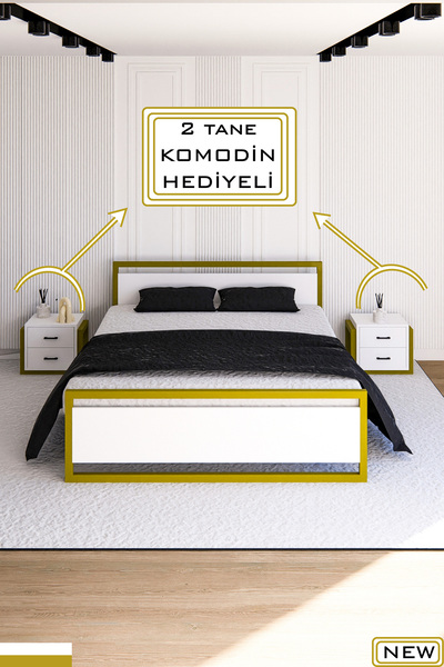 Fahrettin Küçük VİOLA Çift Kişilik Ortopedik Tam Destekli Metal Karyola, Çift...