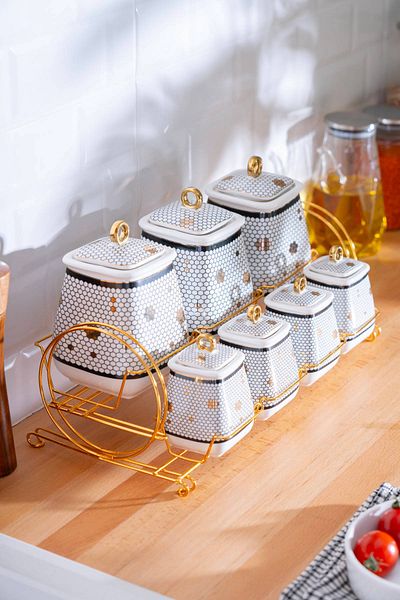 ACAR Master Magic 8 Piece Porcelain Spice Set with Stand