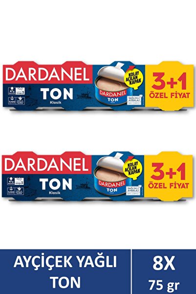 Dardanel Ayçiçek Yağlı Ton Balığı 4x75 gr X 2 Adet