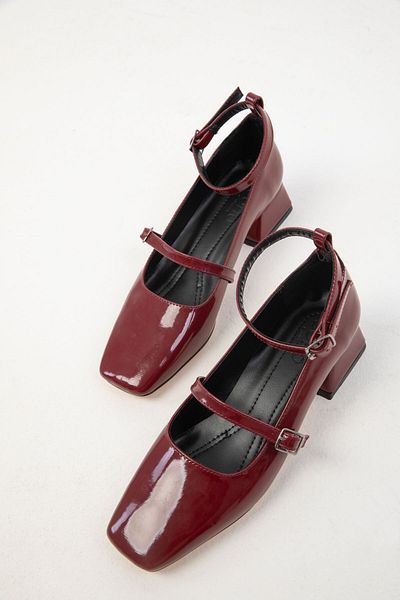SOHO Claret Red Patent Leather 19782 Model Classic Women's Heeled Shoes
