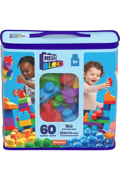 Mega Bloks أكياس كتلة باللون الأزرق والوردي مكونة من 60 قطعة