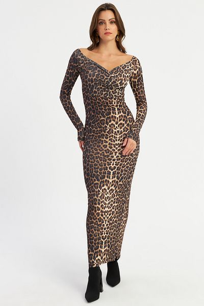 Cool & Sexy Černé dvouřadé maxi šaty s leopardím vzorem - novoroční Lik11