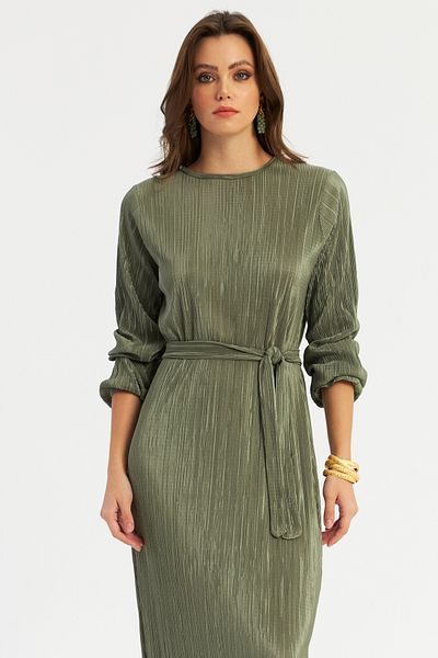 Cool & Sexy Grünes Plissee-Maxi-Damenkleid - GÇ192
