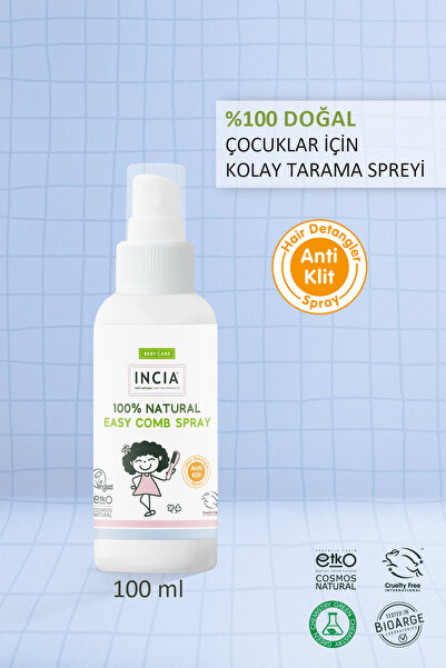 Incia %100 Doğal Kolay Tarama Spreyi Çocuklar İçin Nemlendirici Parlaklaklaştırıcı Anti-Klit 100 ml