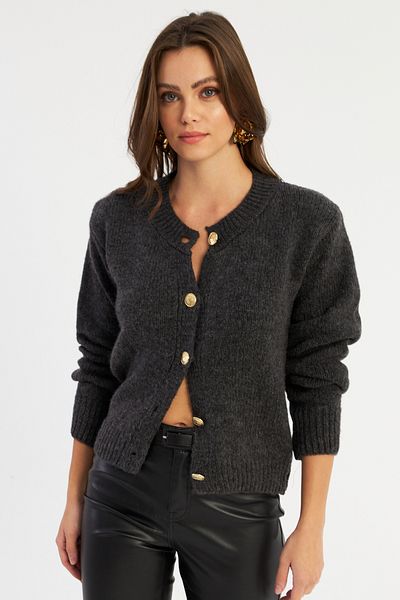 Cool & Sexy Antracit színű női kardigán - YV285