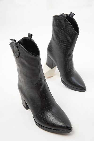 SOHO Schwarze Krokodilstiefel für Damen 15615