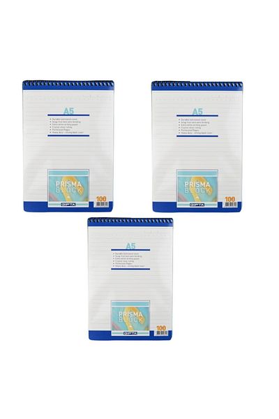 Gıpta Prisma A5 100 Sheets Cardboard Cover Spiral Notepad 3 Pieces