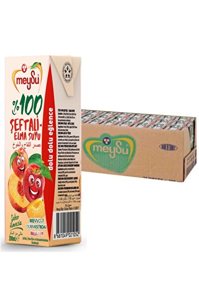 Meysu % 100 Şeftali Elma Meyve Suyu 200 ml 1 Koli X 27 Li Paket