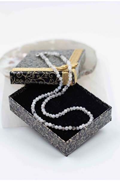 Mucize Taş قلادة رقيقة من حجر القمر الطبيعي 2 مم