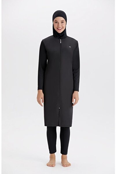 Adasea Women's Black Design Lycra Full Covered Hijab Swimsuit 1250