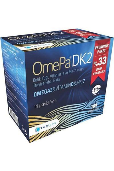 Omepa Dk2 Omega 3 and Vitamin D Mk-7 - 100 Capsules
