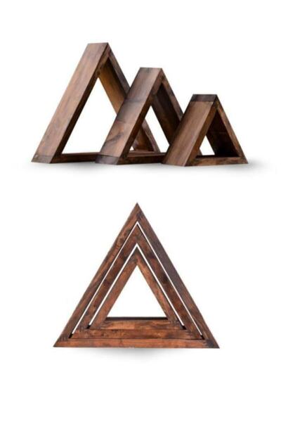 BfdShop Masif Üçgen Duvar Rafı 3lü Takım