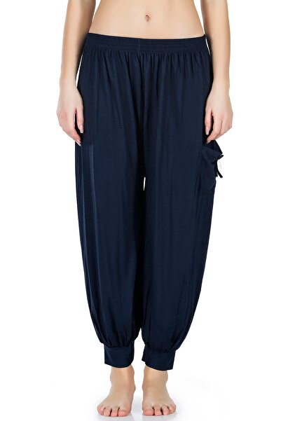 Derya Kurşun Lacivert Manşetli Şalvar 0527-lcvrt - Lacivert, L/xl