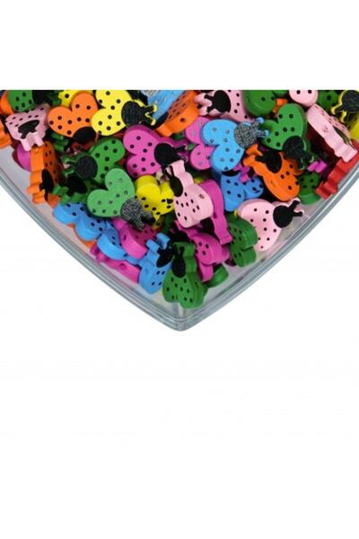 Prestij Boncuk Дървени мъниста Prestijboncuk с фигурки на калинка, смесени цв...