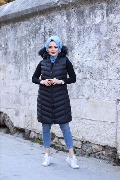 GiydikçeGiyin Hooded Puffer Vest V Model