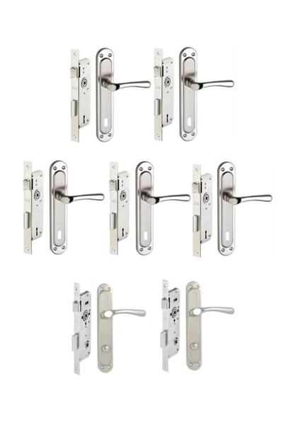 OBUKACHA 3+1 Daire Seti 7 Takım Kumru Model Kapı Kolu Ve 7 Adet Iç Kapı Gömme Kilidi