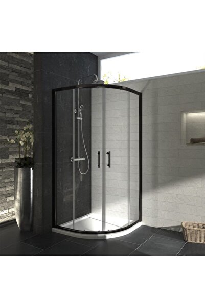 Blackline Siyah Oval 80x80 Şeffaf Cam 5 Mm Temperli Duşakabin