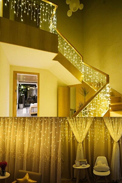 TechnoSmart Kablolu Perde Led Saçaklı Animasyonlu Eklenebilir Fişli Dekorasyon Parti Organizasyon ( 3 X 1 Mt )