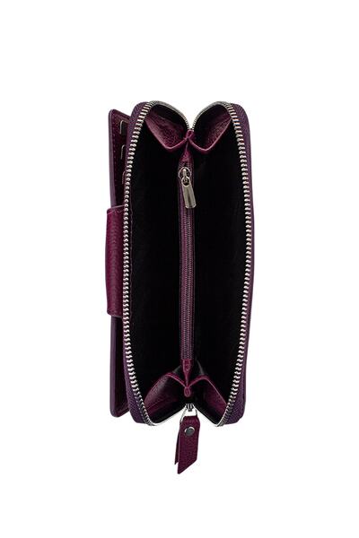 Garbalia Handmade Genuine Leather Plum Portfolio Women's Wallet