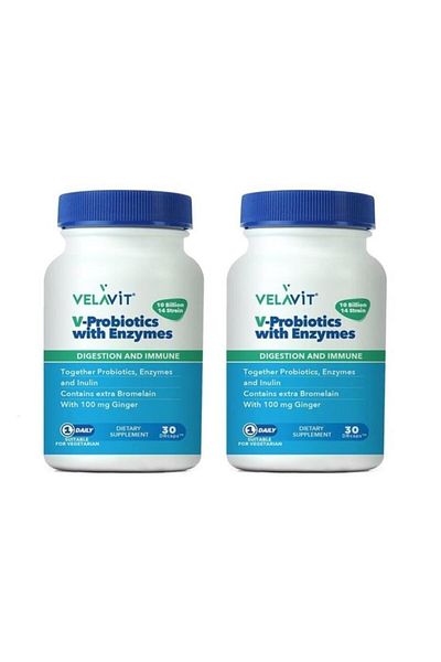 Velavit V-Probiotics - with Enzymes 30 Tablets - 2 Pieces