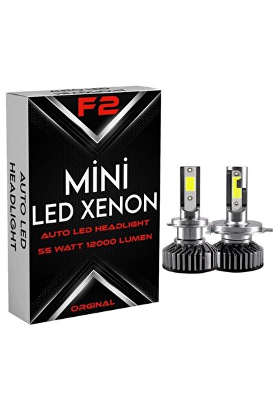 F2 Beyaz Renk Mini Led Zenon H3 Led Xenon 55w 12000lm Far Ampülü Şimşek Etkil...