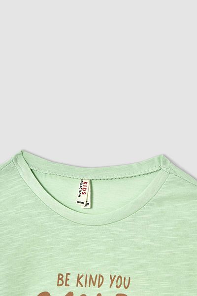 DeFacto Girl's Printed Short Sleeve Crop T-Shirt