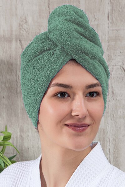 eumenia Plain Eponj Button Towel Water Green Color Hair Drying Cap