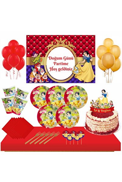 Masal Şekerleme Pamuk Prenses Set 16 Kişilik Doğum Günü Set