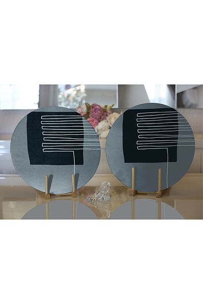 Realhomes 2 bucăți în stil abstract, imprimat digital cu desen Onedraw, încărcător rotund modern și pat de loc