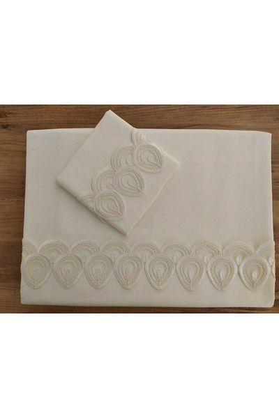 Çeyiz Bahçesi Σετ Παπλωματοθήκη Damla Cream Διπλό