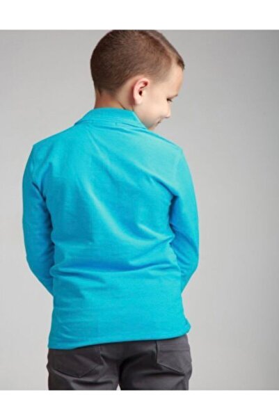 NZY Tekstil Tricou școlar cu mânecă lungă, albastru, cu gât polo, sezon nou