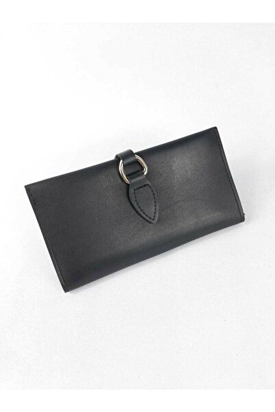 efnanstore محفظة نسائية سوداء بإبزيم جلدي ناعم وأقسام متعددة