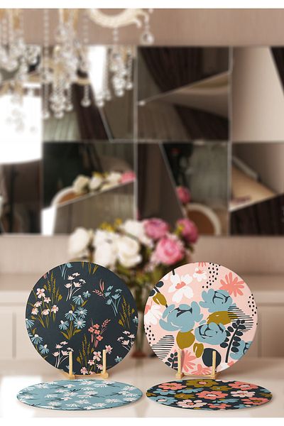 Realhomes Serviciu de loc cu model de flori colorate din 4 piese pe podea