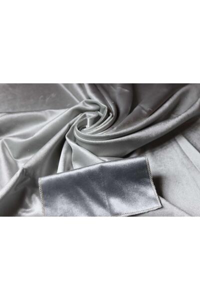 VelvetFab Parlak Lüks Kadife - Açık Gri Döşemelik Kumaş-