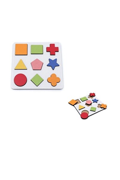 HAMAHA Wooden Toys Doğal Ahşap Eğitici Oyuncak Yıldız Geometrik Şekiller Renk...