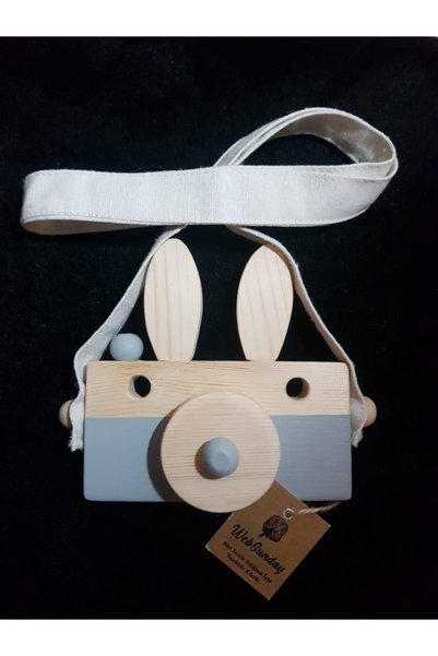 websunday Wooden Toy Rabbit Camera, Sensory, Educational, Animal, Gift Toy - Gray