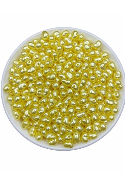 Hedef Bijuteri 50 جرام لون أصفر حبات لؤلؤ باروكي فاخرة من البلاستيك عديم الشكل، لؤلؤ شبه منحرف (~ 250 قطعة)