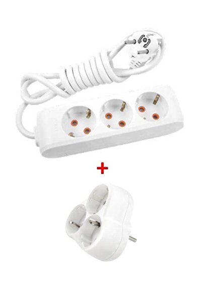 VİKO Ekonomik 3'lü Grup Priz Topraklı Çocuk Korumalı 9 Metre + Yonca 3'lü Fiş-priz