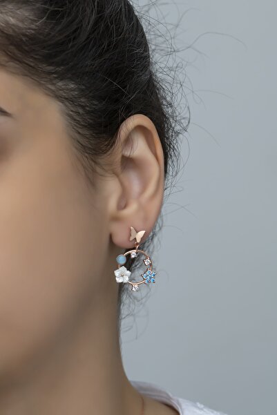 Nereze 925 Ayar Gümüş Bahar Çiçekleri Manolya Çiçeği Küpe