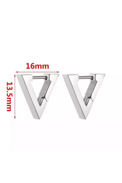 Jaida Moda Unisex Silver Surgical Steel Triangle Hoop Earrings