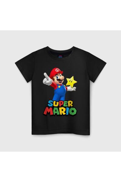 GALASHOP تيشيرت سوبر ماريو أسود للأطفال موديل 312