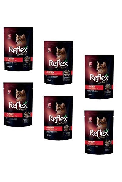 Reflex Plus Pouch Kitten Kuzu Etli Soslu Yavru Kedi Yaş Mama 6 Adet