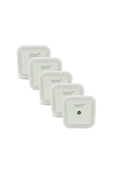 Genel Markalar Kare Led Gece Lambası 0,5w Işıklı Fişli Fotosel Sensörlü 5 Ade...