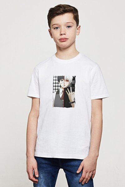 QIVI Unisex dečji beli anime Tokyo Ghoul Anteiku Štampano T-shirt