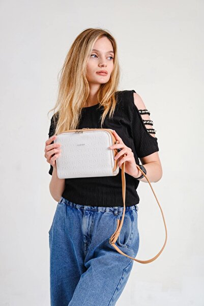 Just Polo Kadın Beyaz 2 Gözlü Mini Çapraz Çanta