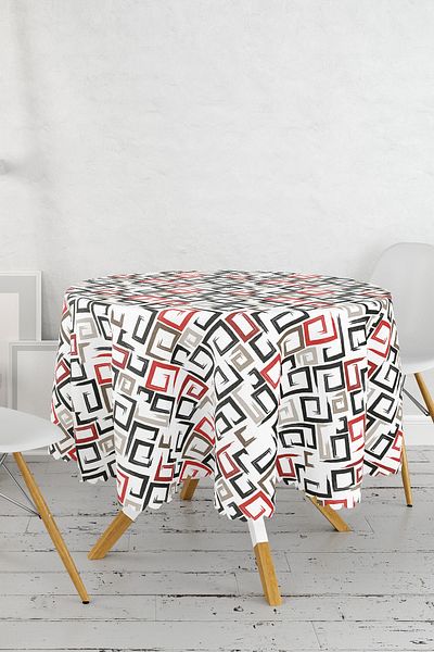 Realhomes Față de masă rotundă imprimată digital modern cu desen labirint - Diametru 140cm