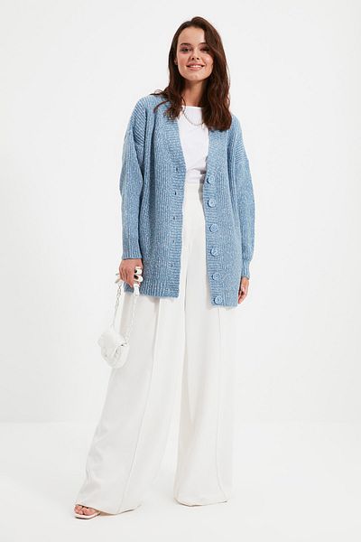 Trendyol Modest Cardigan - Blue - Regular fit