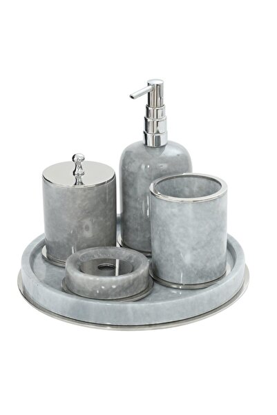 Mayaglory Vogue Serisi Doğal Mermer Taş Sıvı Sabunluk Gri Krom Renk 90105