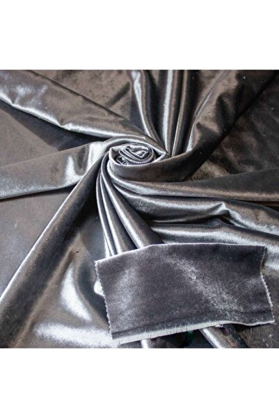 VelvetFab Parlak Lüks Kadife -antrasit Gri Döşemelik Kumaş