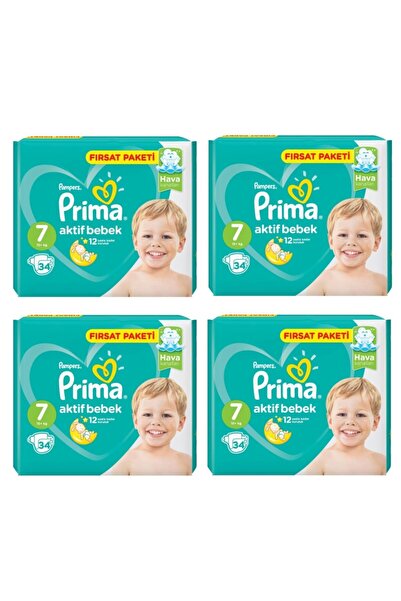 Prima Bebek Bezi 7 Beden Xxl 34 Adet 8001841130095 4 Lü Paket 136 Adet